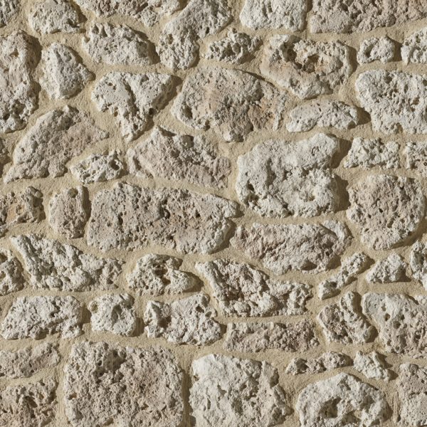 Parement en pierre reconstituée Orsol Meulière ton naturel avec relief naturel et teintes chaudes, en vente chez Orpa Matériaux