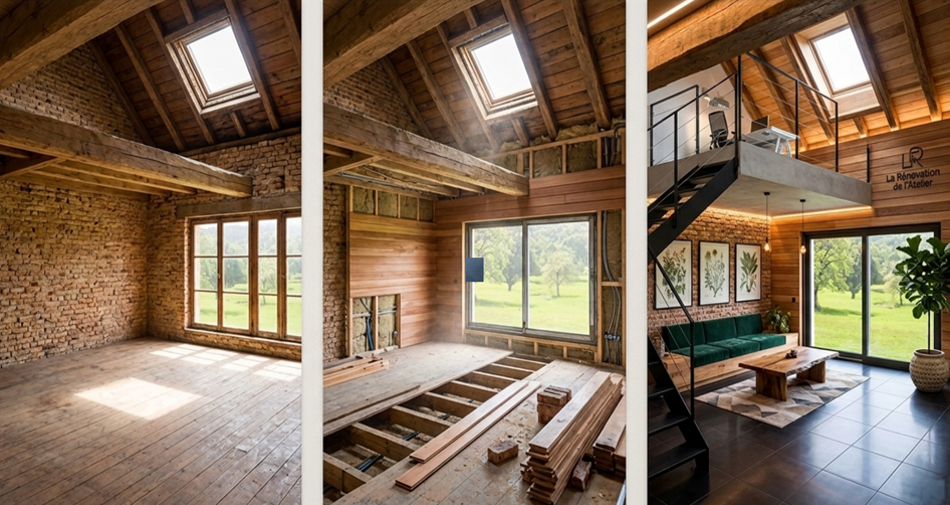 Réussir sa rénovation conseils avec visuel avant après d’une rénovation intérieure intégrant les systèmes d’isolation et finitions BAUMIT ET VERNIPRENS disponibles chez Orpa Matériaux (Elaustore)