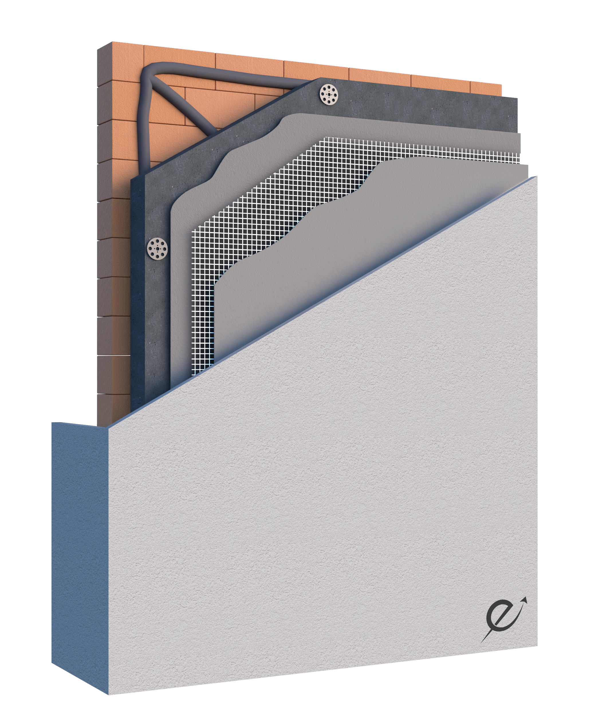 Enduit crépi en système ETICS OrmaTherm Creatop en vente chez Orpa Matériaux (Elaustore), combinant plaquette de pierre reconstituée Orsol et ITE le système performant pour isolation thermique et acoustique.