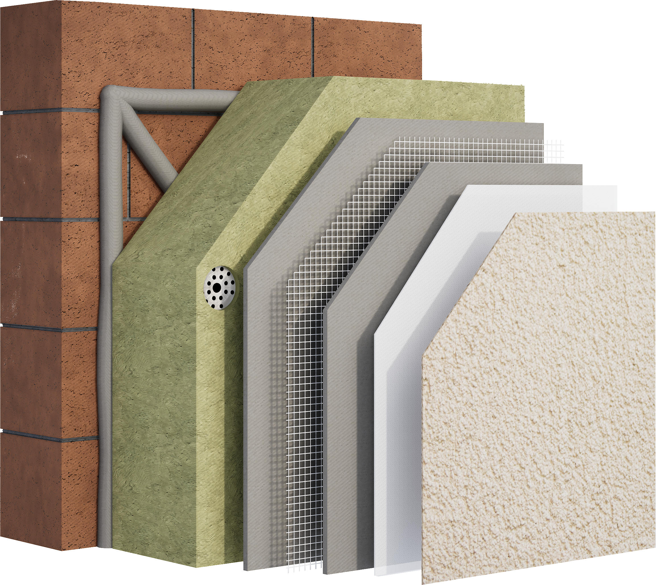 Système ITE BAUMIT Façade laine minérale sur bloc de terre cuite avec finition en crépi – Solution pour construction neuve et rénovation – Produits disponibles chez Orpa Matériaux (Elaustore)