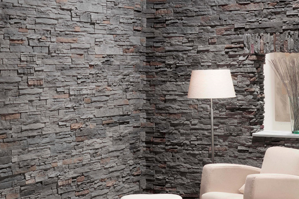 Visualisation d’un parement Pierre Reconstituée Verniprens Varadero ton Vulcano, hydrofugé dans la masse, adapté pour une utilisation en intérieur comme en extérieur. Produit VERNIPRENS, disponible chez Orpa Matériaux (Elaustore), spécialiste des matériaux de décoration et d’aménagement intérieur.