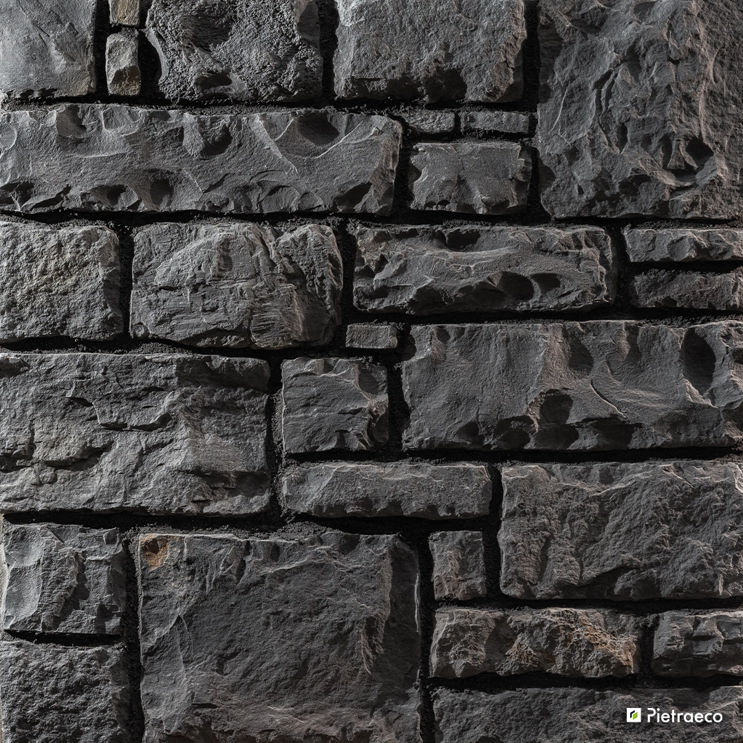 Pierres Pietraeco Pietre – Pierre Pietre Masso Credaro Anthracite pour parement mural Visualisation des Pierres Pietraeco Pietre – Pierre Pietre Masso Credaro Anthracite pour parement mural extérieur et intérieur, produit RASTONE en vente chez Orpa Matériaux (Elaustore)