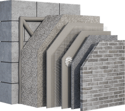 Système ITE BAUMIT Façade céramique sur support béton avec parement en plaquettes de brique pour construction neuve et rénovation – Produits disponibles chez Orpa Matériaux (Elaustore)